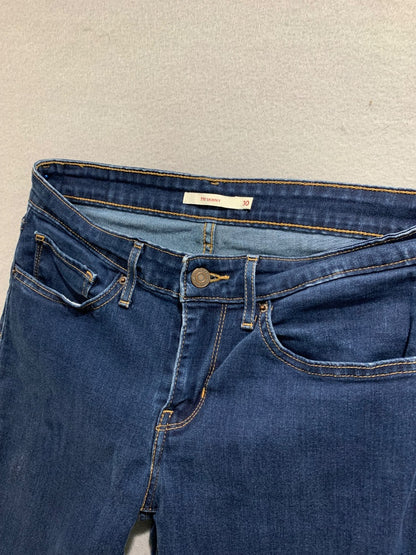 Size 30 Levis Womens 711 Skinny Jeans Dark Blue Stretch Denim