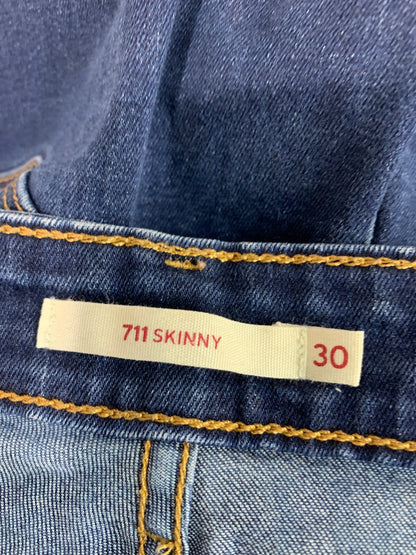 Size 30 Levis Womens 711 Skinny Jeans Dark Blue Stretch Denim