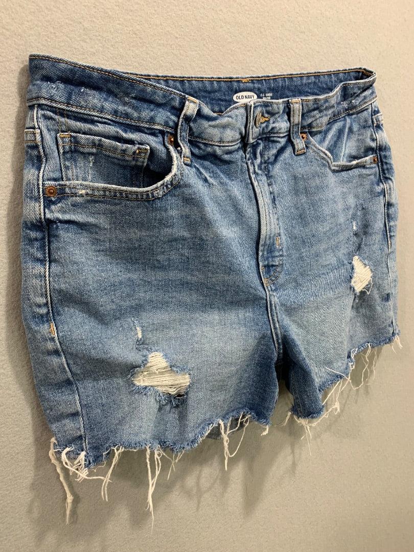 Size 14 Old Navy Womens O.G. Short Jean Distresssed High Rise Denim Shorts