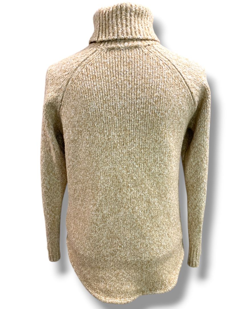 Medium Michael Kors Womens Tan Marled Knit Turtleneck Sweater