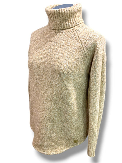 Medium Michael Kors Womens Tan Marled Knit Turtleneck Sweater