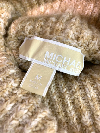 Medium Michael Kors Womens Tan Marled Knit Turtleneck Sweater
