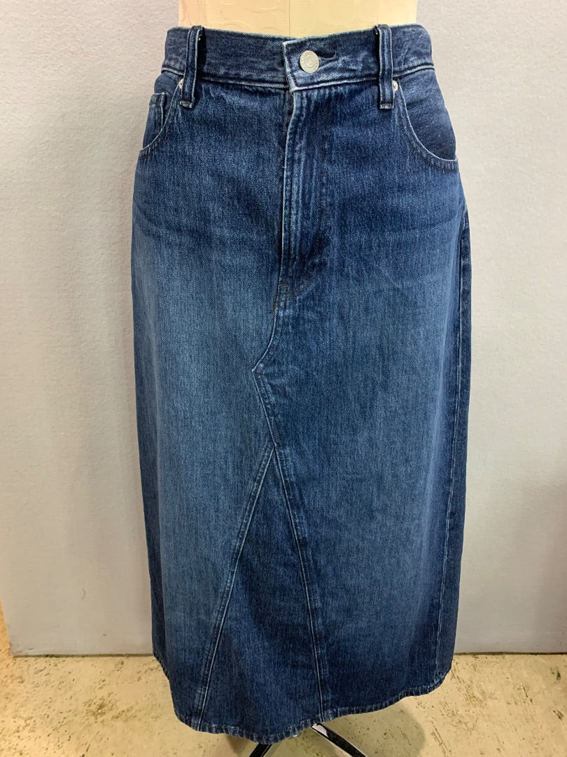 Size 12 Uniqlo Jeans Denim Long Skirt Cotton Pockets 34.5" Length