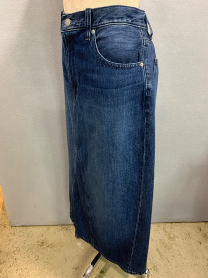 Size 12 Uniqlo Jeans Denim Long Skirt Cotton Pockets 34.5" Length