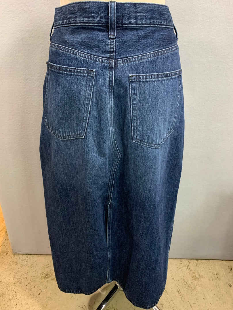 Size 12 Uniqlo Jeans Denim Long Skirt Cotton Pockets 34.5" Length