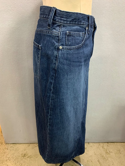Size 12 Uniqlo Jeans Denim Long Skirt Cotton Pockets 34.5" Length