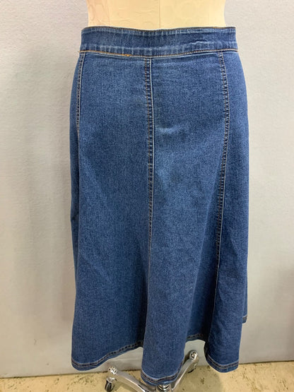 Size 12 Ruby Rd A-Line Denim Jean Midi Skirt Elastic Waist