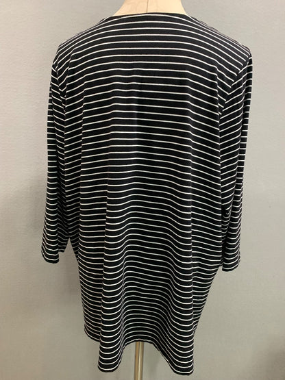 Size 1X Catherines Suprema Collection Womens Black White Striped Shirt Knit