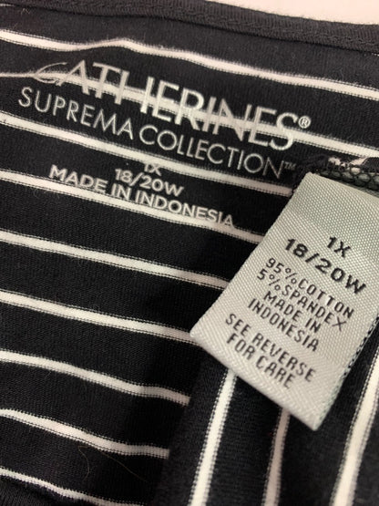 Size 1X Catherines Suprema Collection Womens Black White Striped Shirt Knit