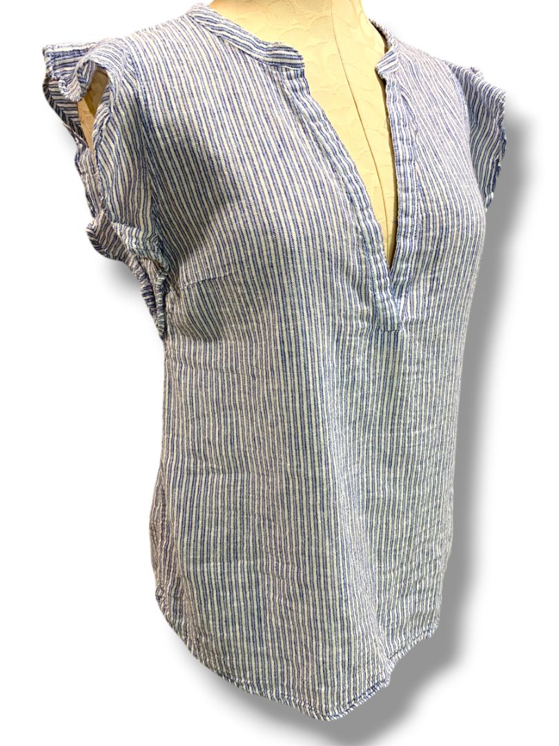 Medium Old Navy Womens Linen Blend Ruffle Sleeve Linen Blend Shirt Blouse