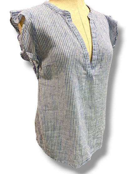 Medium Old Navy Womens Linen Blend Ruffle Sleeve Linen Blend Shirt Blouse