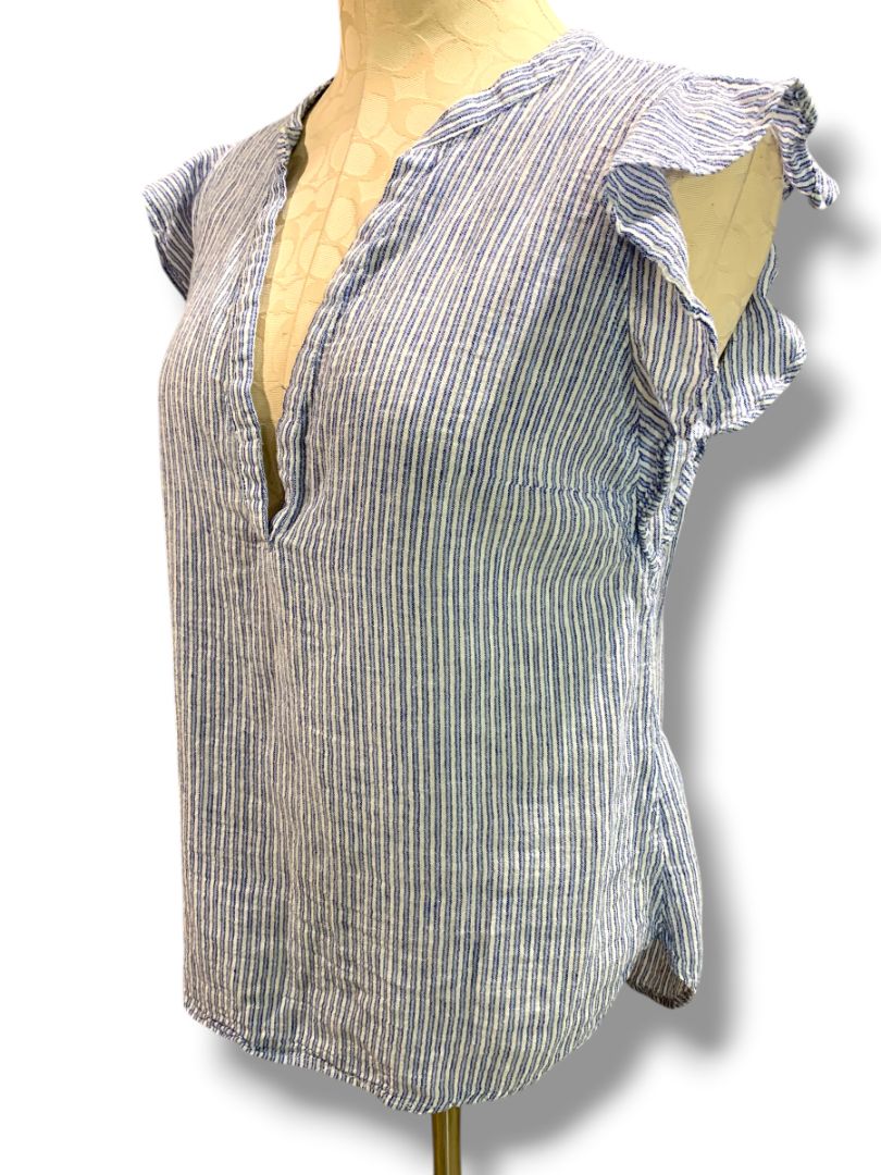 Medium Old Navy Womens Linen Blend Ruffle Sleeve Linen Blend Shirt Blouse