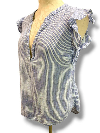Medium Old Navy Womens Linen Blend Ruffle Sleeve Linen Blend Shirt Blouse
