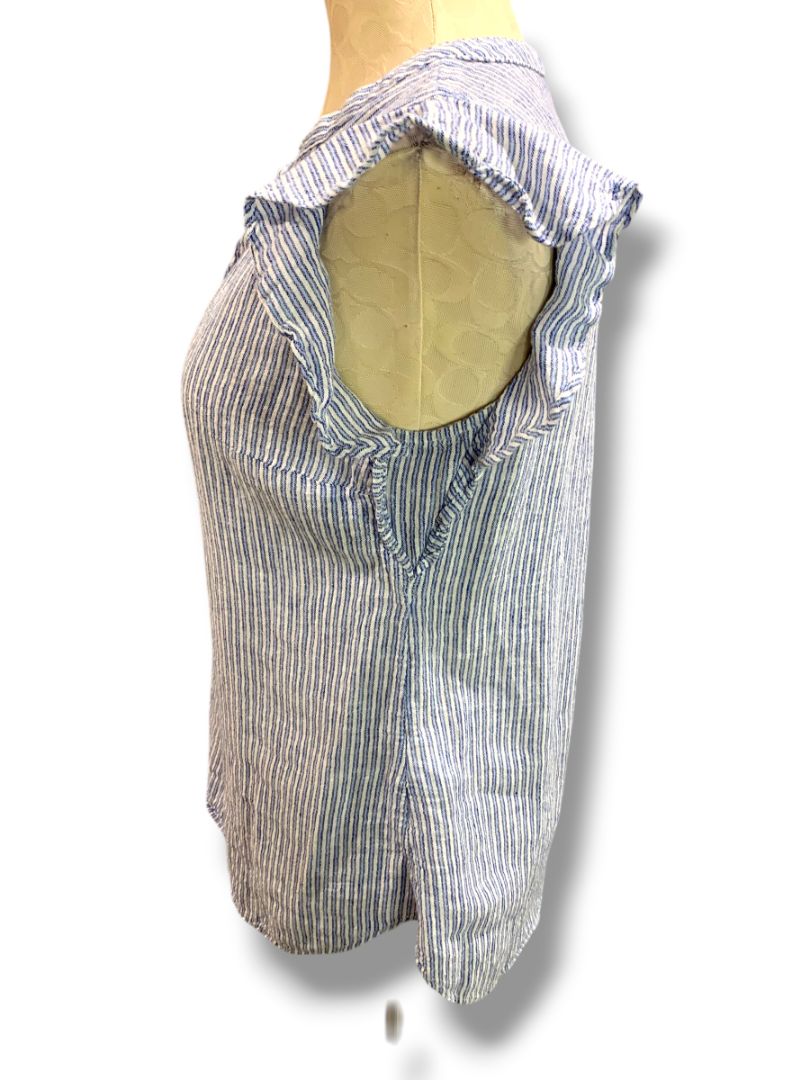 Medium Old Navy Womens Linen Blend Ruffle Sleeve Linen Blend Shirt Blouse