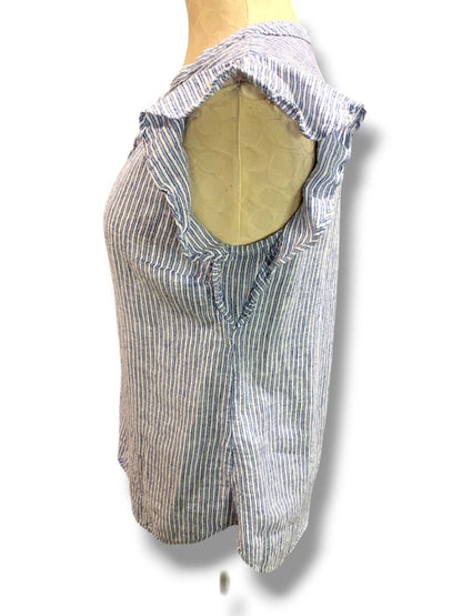 Medium Old Navy Womens Linen Blend Ruffle Sleeve Linen Blend Shirt Blouse
