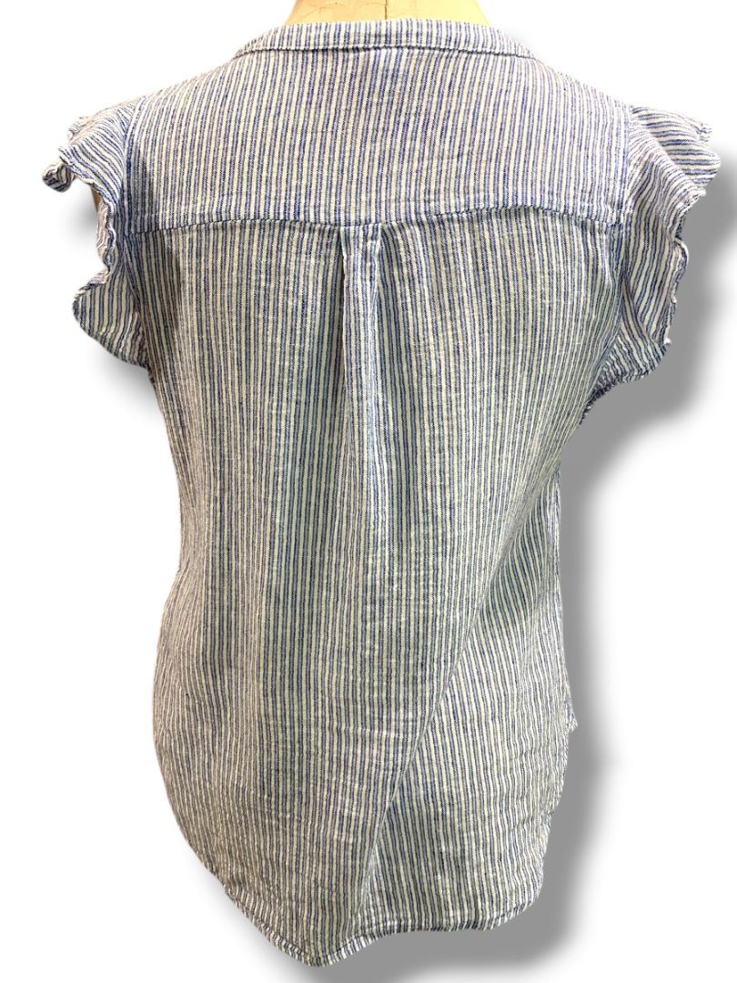 Medium Old Navy Womens Linen Blend Ruffle Sleeve Linen Blend Shirt Blouse