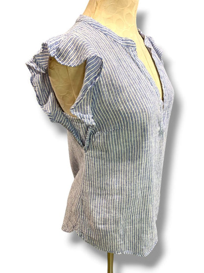 Medium Old Navy Womens Linen Blend Ruffle Sleeve Linen Blend Shirt Blouse