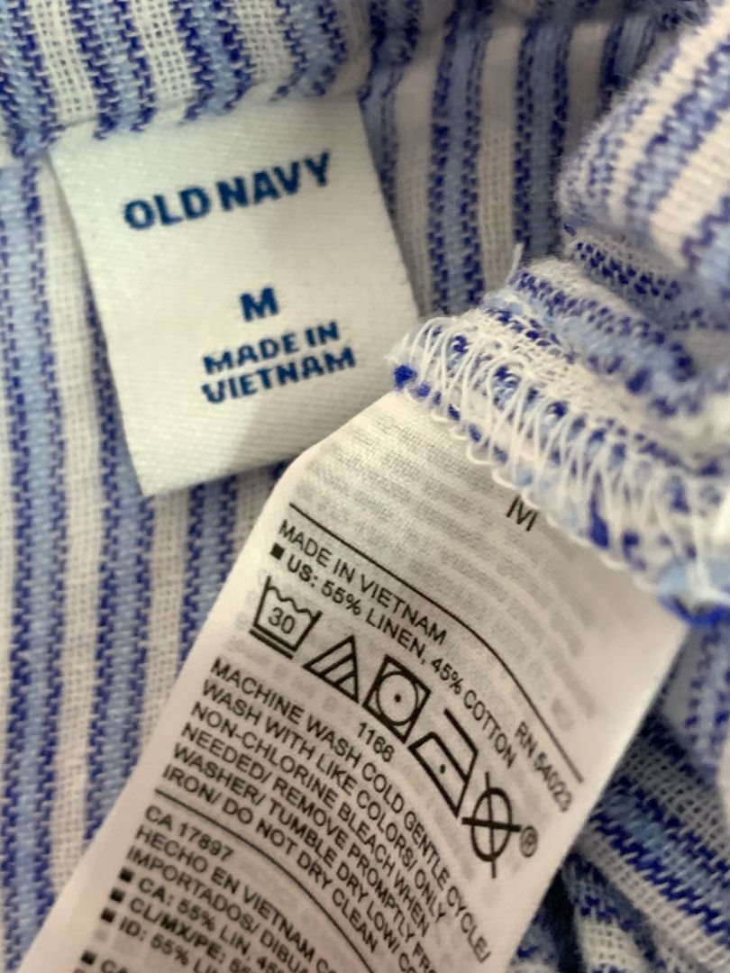 Medium Old Navy Womens Linen Blend Ruffle Sleeve Linen Blend Shirt Blouse