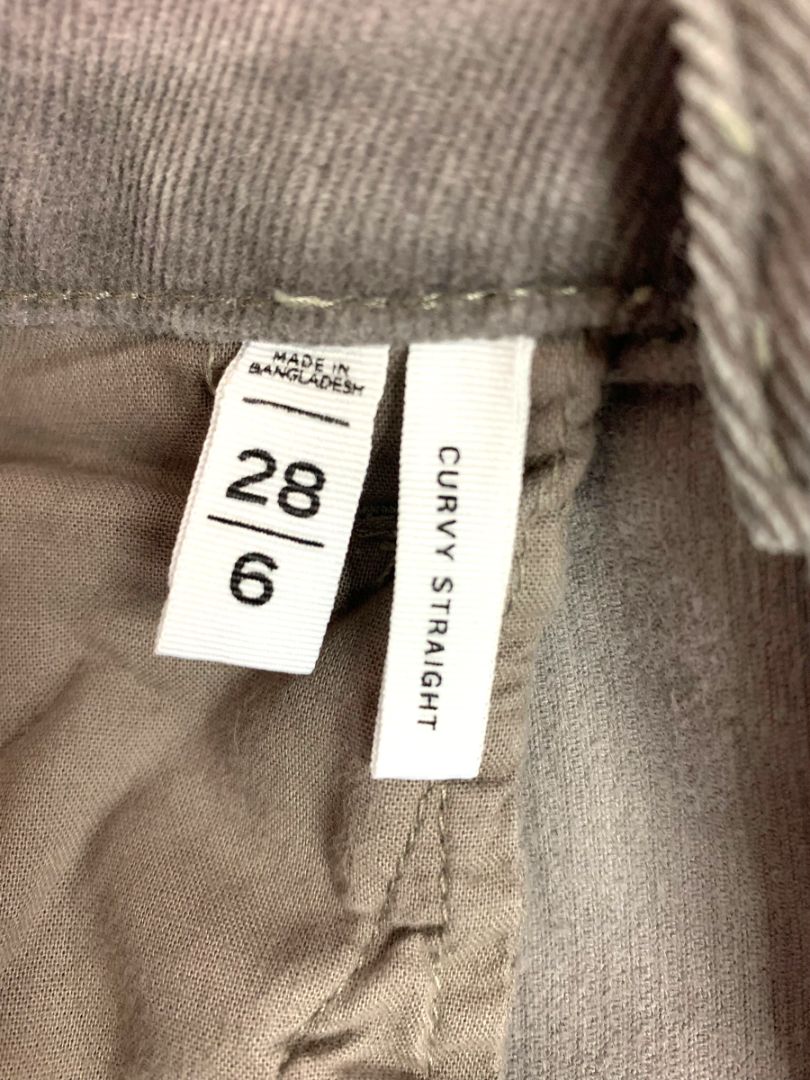 Size 6 (28) Loft Womens Dark Gray Corduroy Pants Curvy Straight
