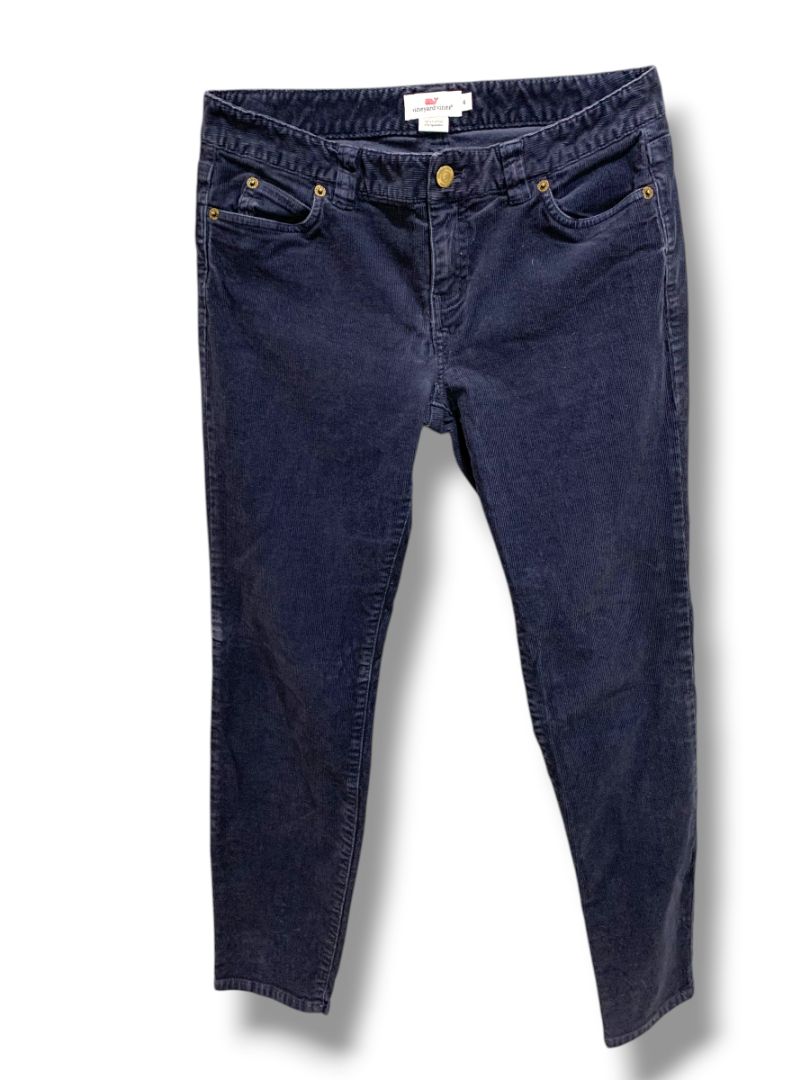 Size 4 Vineyard Vines Womens Navy Blue Corduroy Pants 28" Inseam Tapered