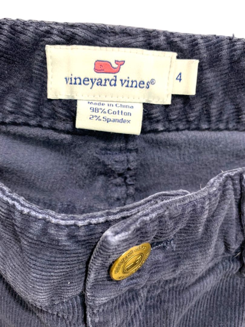 Size 4 Vineyard Vines Womens Navy Blue Corduroy Pants 28" Inseam Tapered