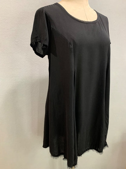 Medium Silence + Noise Womens Black Sheer Short Sleeve Shift Dress
