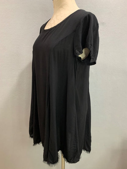 Medium Silence + Noise Womens Black Sheer Short Sleeve Shift Dress