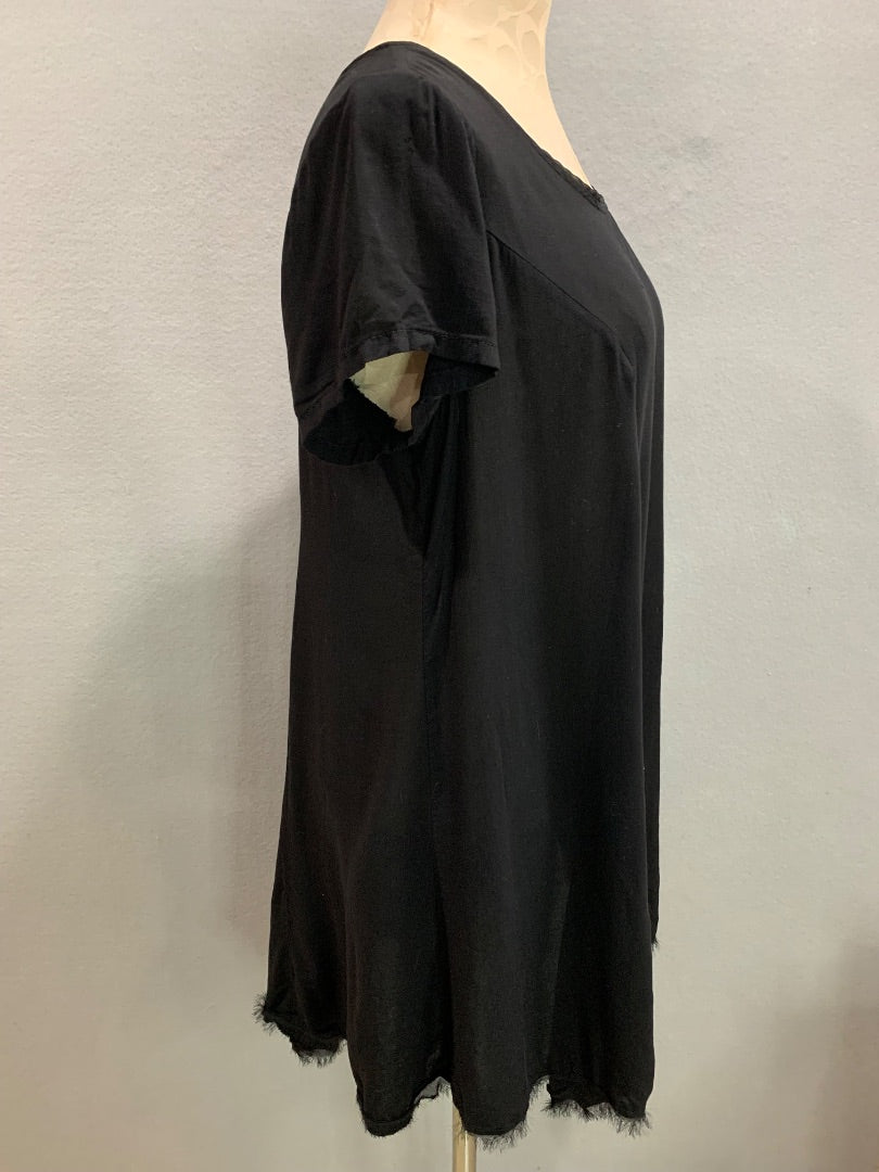 Medium Silence + Noise Womens Black Sheer Short Sleeve Shift Dress