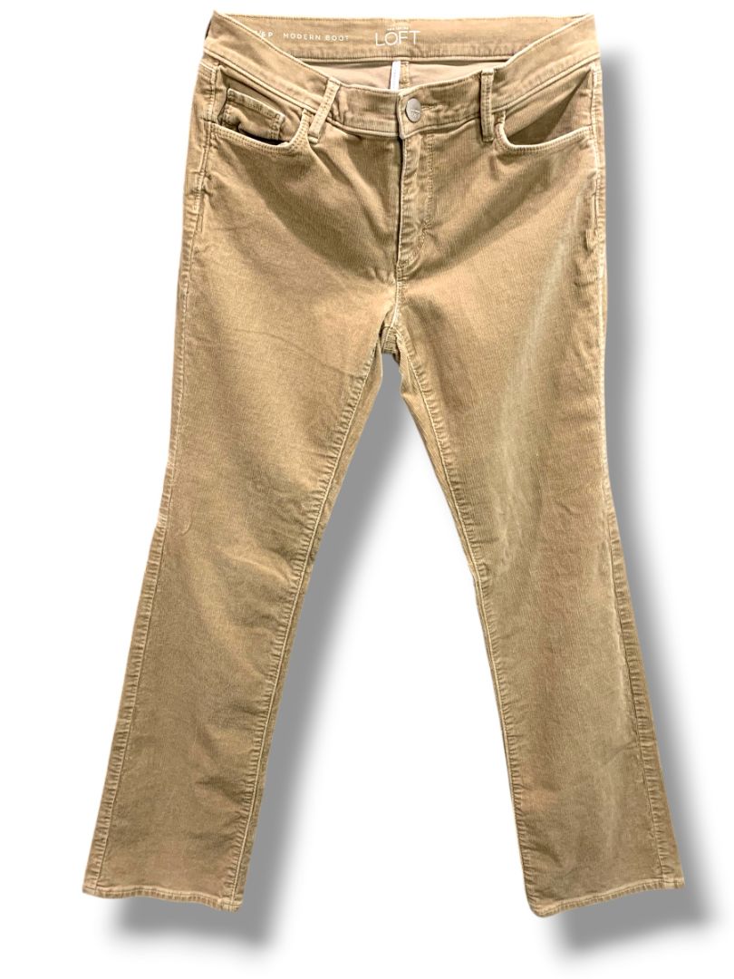 Size 6P (28) Loft Petite Womens Tan Corduroy Pants Modern Boot Cut