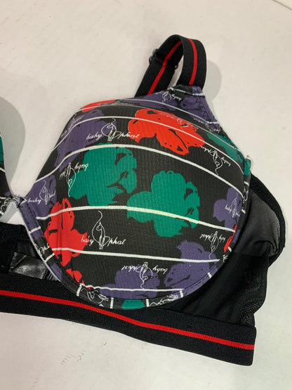 Size 40DD Baby Phat Padded Underwire Tshirt Bra Black Print