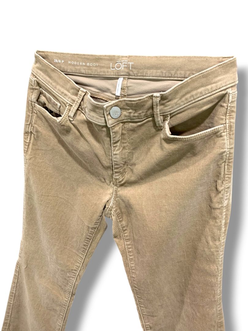 Size 6P (28) Loft Petite Womens Tan Corduroy Pants Modern Boot Cut