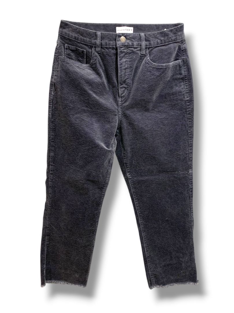 Size 8 (29) Loft Navy Blue Womens Corduroy Pants Raw Edge Straight Leg