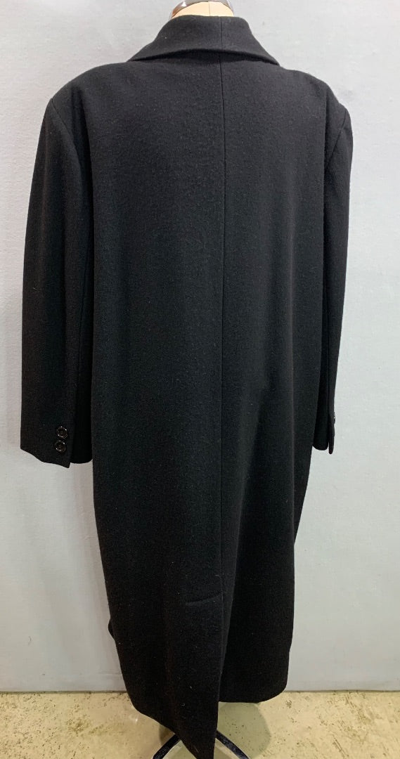 Size 20 Talbots Black Womens Double Breasted Black Long Coat Wool Vintage