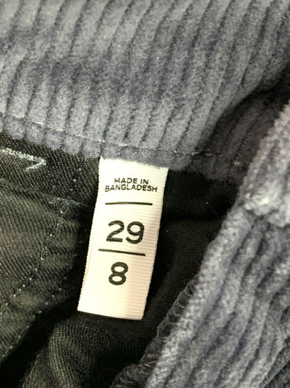 Size 8 (29) Loft Navy Blue Womens Corduroy Pants Raw Edge Straight Leg
