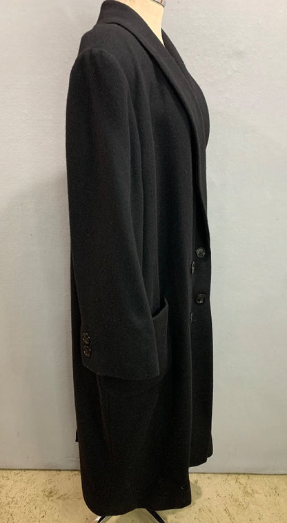 Size 20 Talbots Black Womens Double Breasted Black Long Coat Wool Vintage