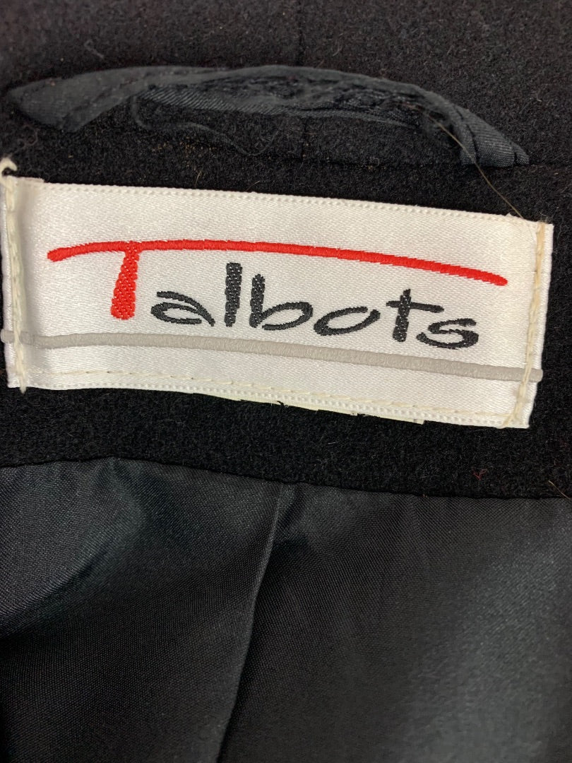 Size 20 Talbots Black Womens Double Breasted Black Long Coat Wool Vintage