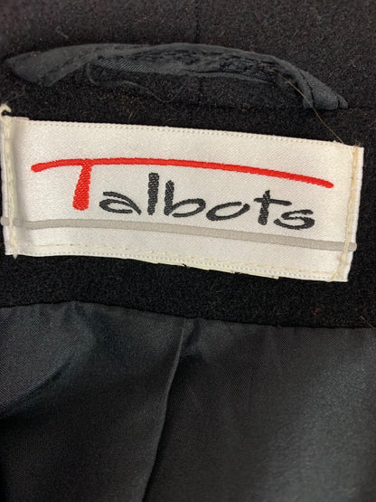 Size 20 Talbots Black Womens Double Breasted Black Long Coat Wool Vintage