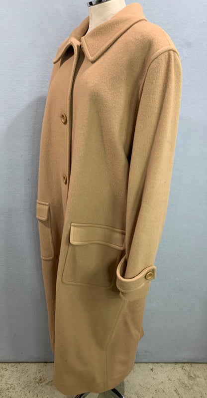 Size 20 Talbots Womens Camel Color Wool Overcoat Coat Made in USA