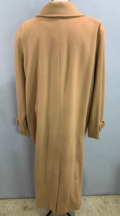 Size 20 Talbots Womens Camel Color Wool Overcoat Coat Made in USA
