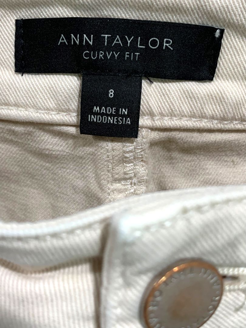 Size 8 Ann Taylor Curvy Fit The Skinny Womens Tan Denim Jeans