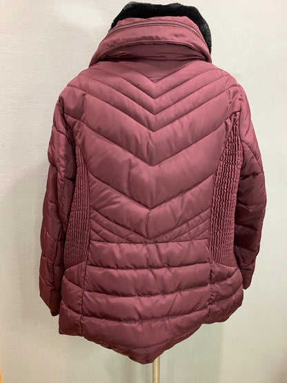 Size 2X Monroe & Main Womens Burgundy Puffer Jacket Packable Hood