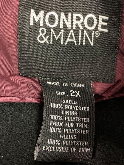 Size 2X Monroe & Main Womens Burgundy Puffer Jacket Packable Hood