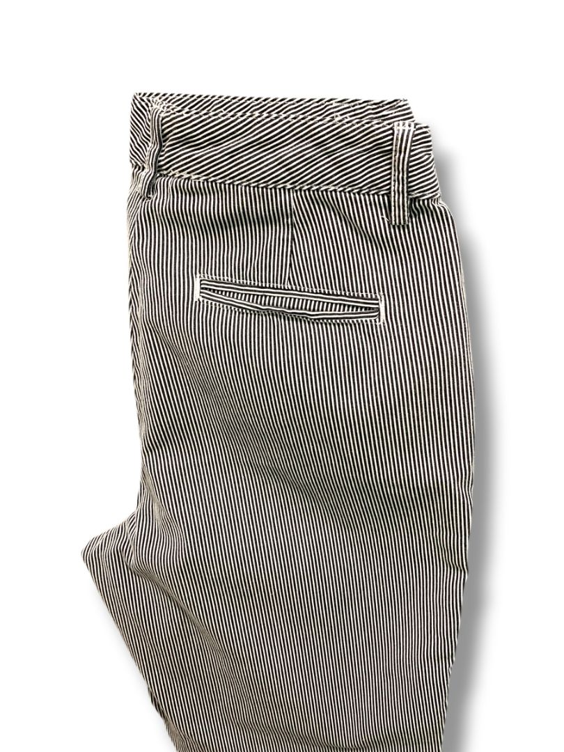 Size 6 Chaps Womens Striped Stretch Chinos Blue White 32" Inseam Summer