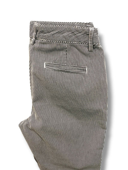 Size 6 Chaps Womens Striped Stretch Chinos Blue White 32" Inseam Summer
