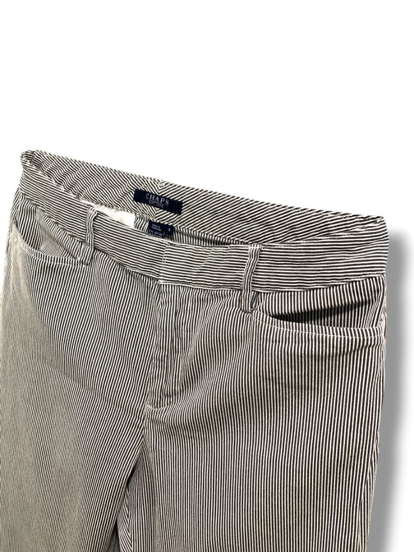 Size 6 Chaps Womens Striped Stretch Chinos Blue White 32" Inseam Summer