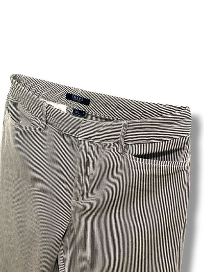 Size 6 Chaps Womens Striped Stretch Chinos Blue White 32" Inseam Summer