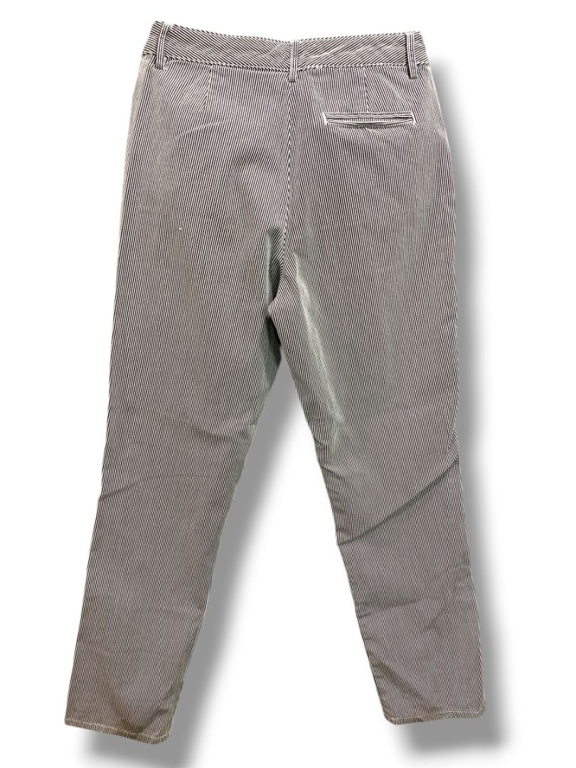 Size 6 Chaps Womens Striped Stretch Chinos Blue White 32" Inseam Summer