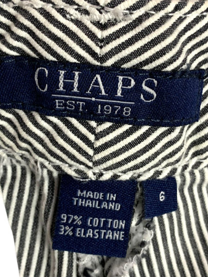 Size 6 Chaps Womens Striped Stretch Chinos Blue White 32" Inseam Summer
