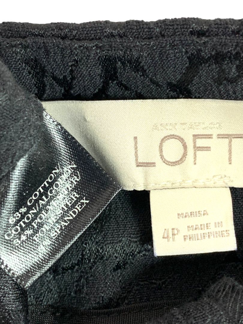 Size 4P Loft Petites Textured Womens Black Dress Pants Shine Marisa
