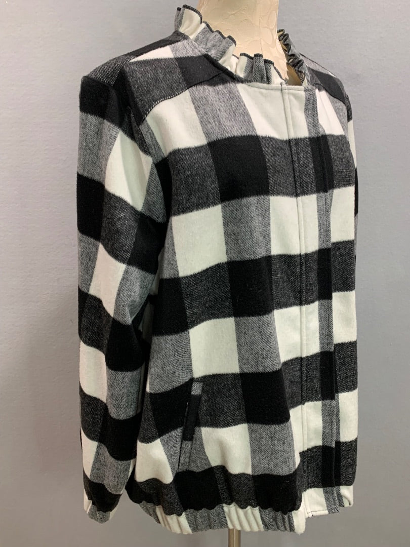 Size 2X Cj Banks Womens Zip Up Wool Blend Jacket Buffalo Plaid